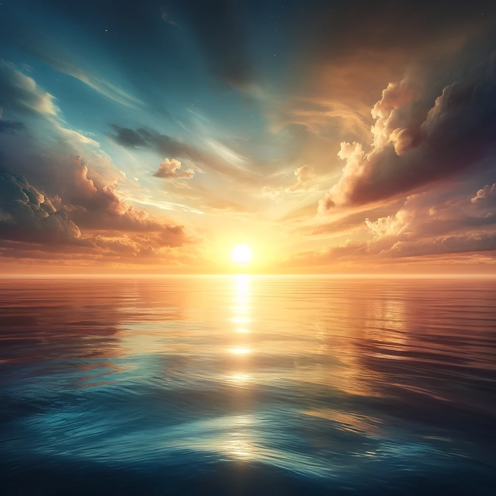 A sunrise over a calm sea, symbolizing hope and new beginnings after trauma. This serene scene represents the possibility of a fresh start and the peace that comes after navigating the challenges of trauma.